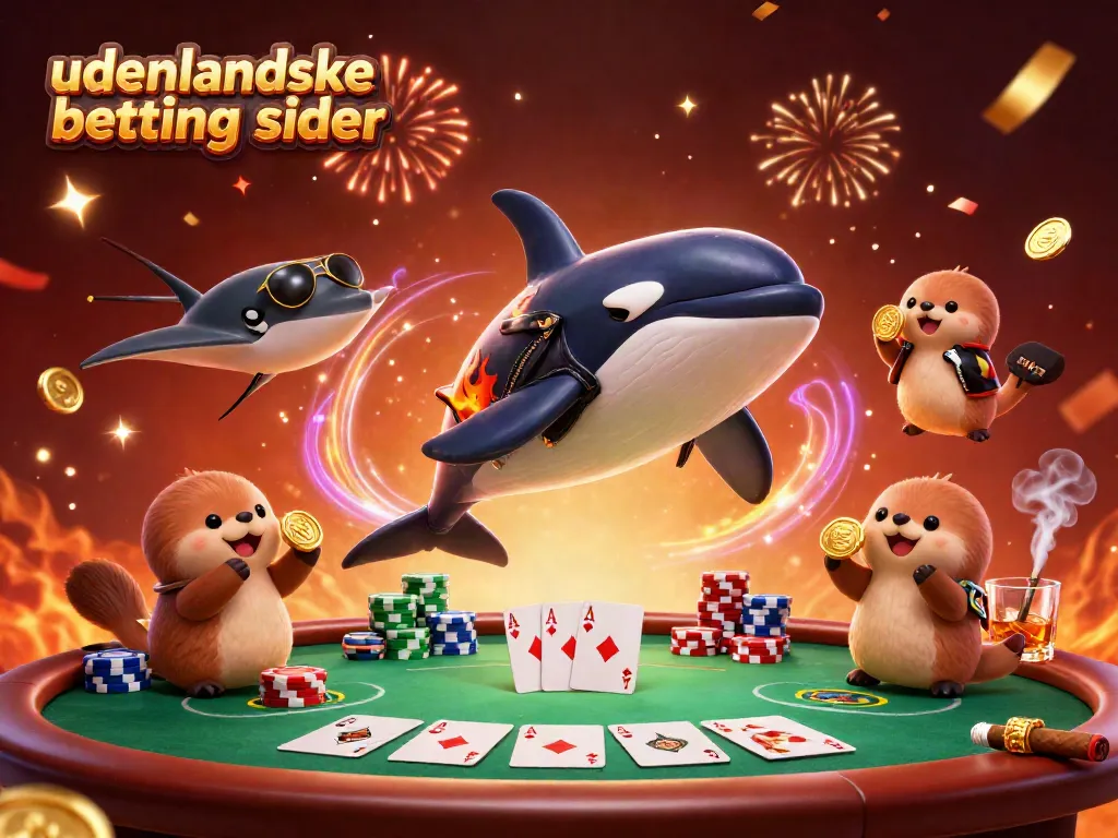 Experience the excitement of udenlandske betting sider with vibrant characters and casino elements in a dynamic scene.