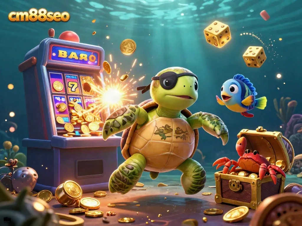 Spin to win in CM88SEO with vibrant slot machines and treasure-filled scenes.