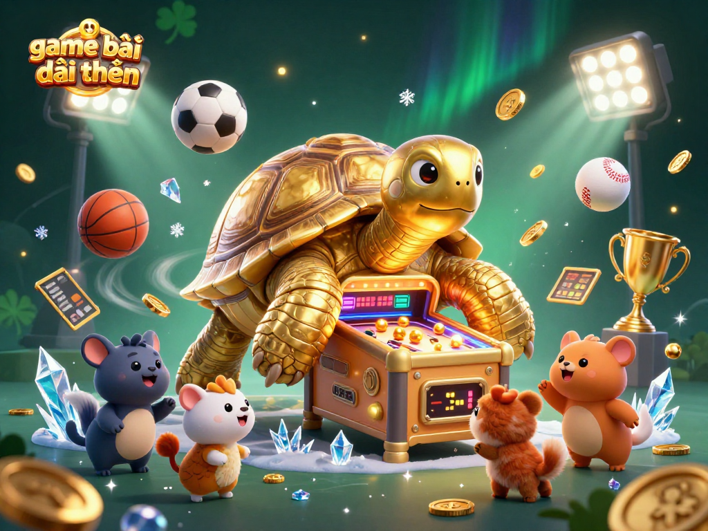 Engage in game đánh bài đổi thưởng excitement with thrilling 3D casino illustrations and dynamic sports elements.