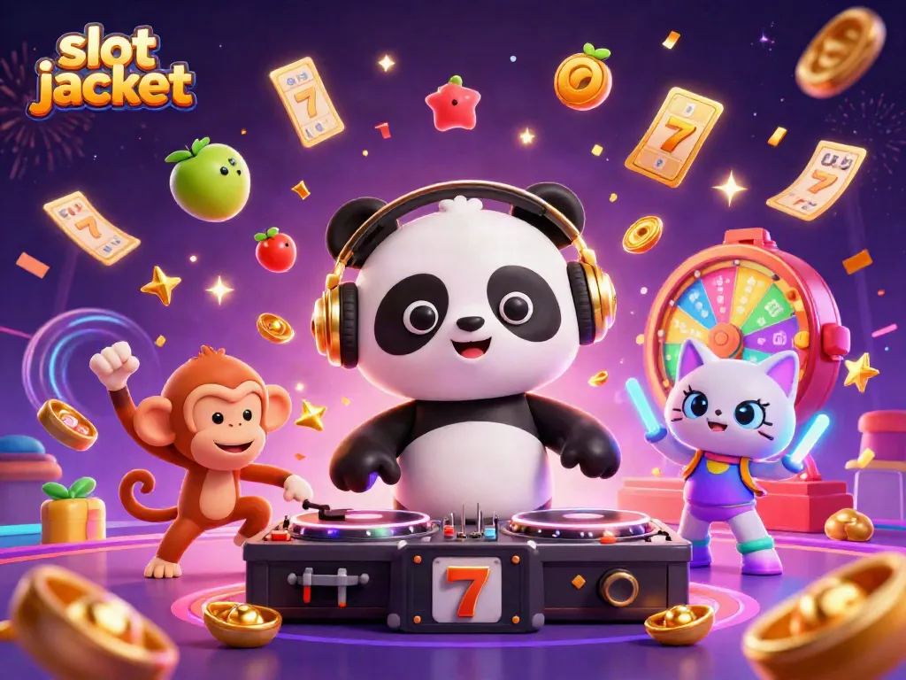 Experience the thrill of winning a slot jackpot with dynamic characters and vibrant casino elements!