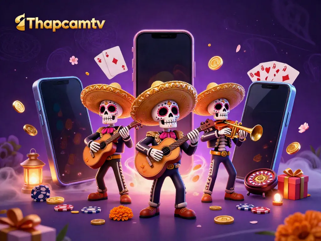 Engage with live sports on Thapcamtv through vivid 3D casino illustration featuring dynamic themes and immersive gaming elements.