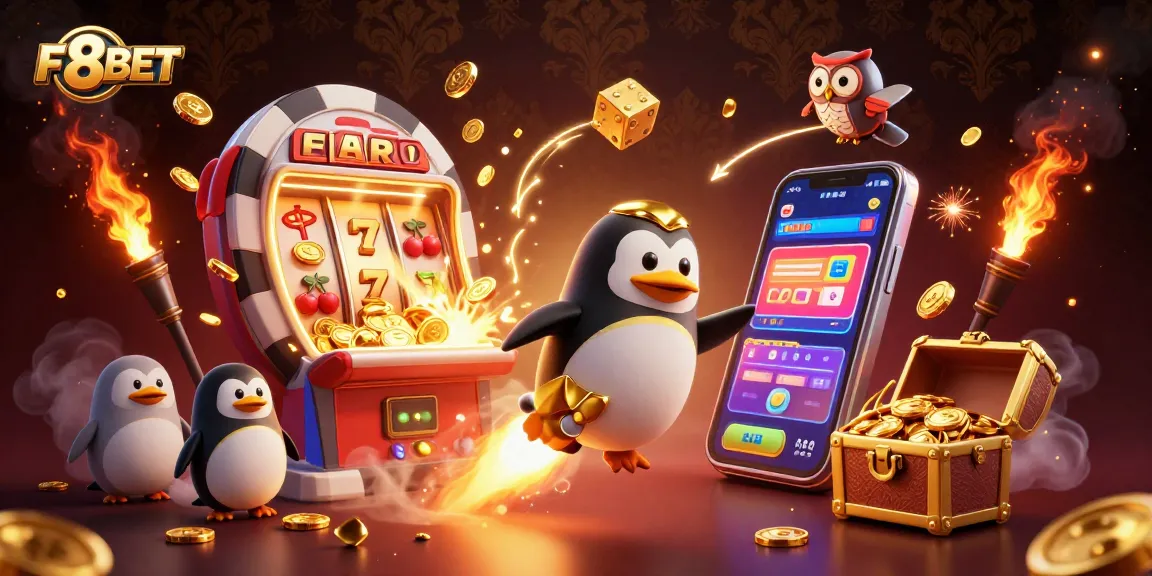 Experience F8BET's exciting casino world with vibrant visuals of thrilling gameplay and golden rewards!