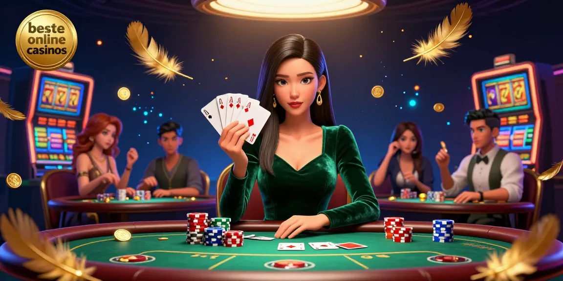 Experience the thrill of beste online casinos at a luxurious poker table filled with excitement and vibrant game elements.