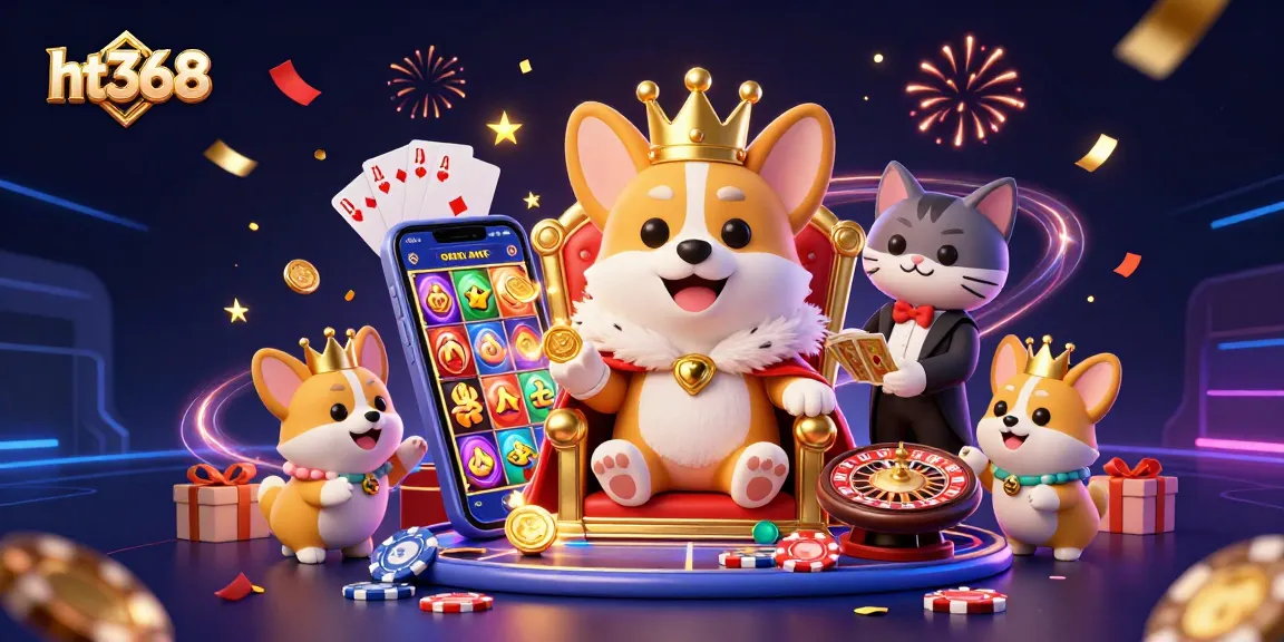 Engage in thrilling action at ht368 with a vibrant 3D casino scene featuring energetic characters and lively game elements.