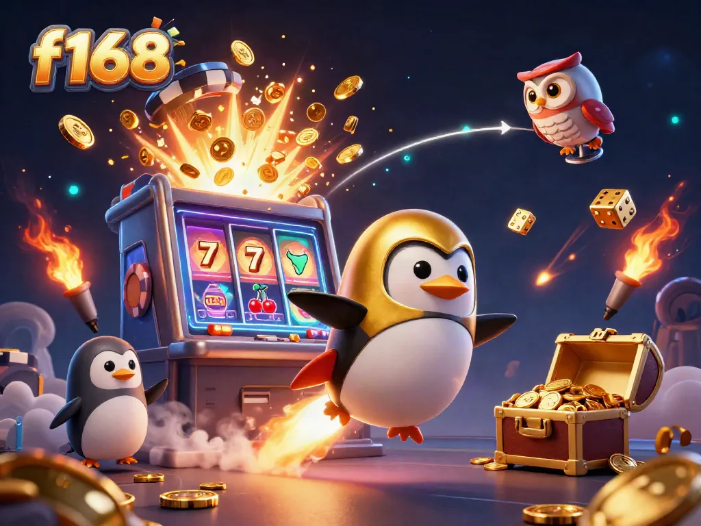 Experience thrilling gameplay with f168's colorful casino world in this stunning 3D illustration.