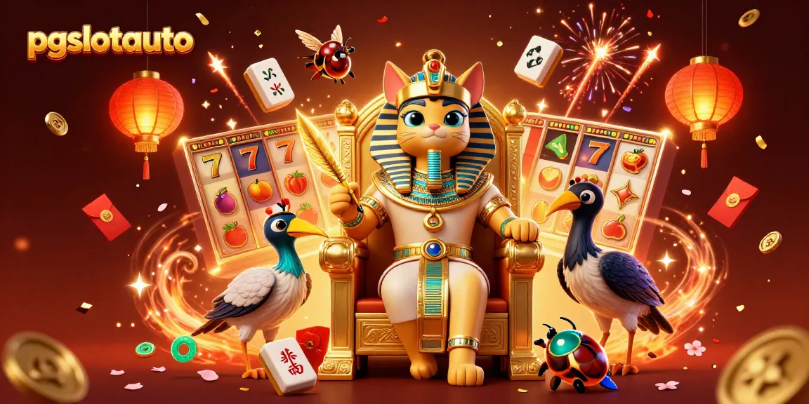 Experience the thrill of pgslotauto with vibrant slot game elements in this dynamic illustration.