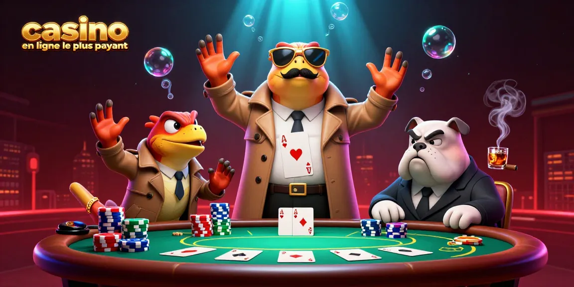 Illustration dynamique de raptors en trench coat entrant dans un casino en ligne le plus payant.