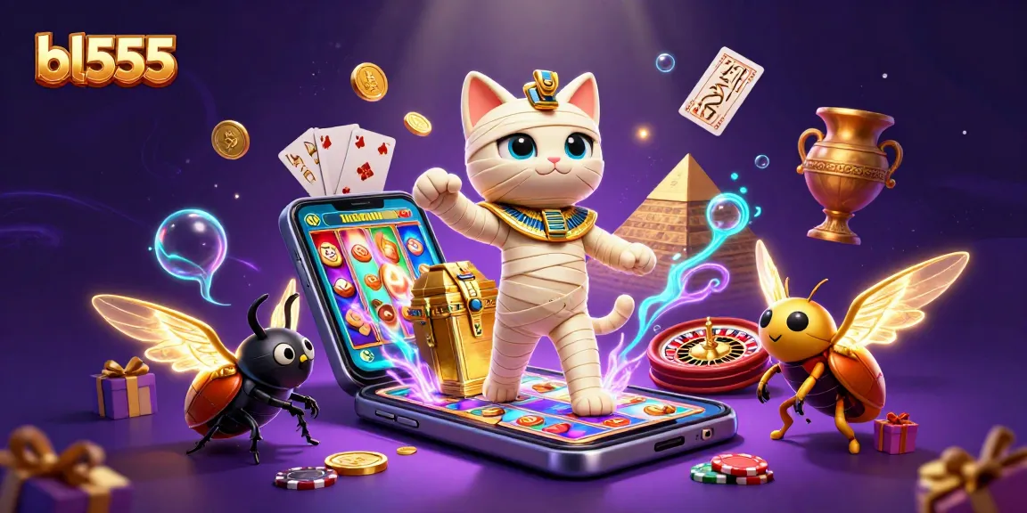 Experience thrilling gameplay with bl555 as the Egyptian mummy cat unleashes golden treasures.