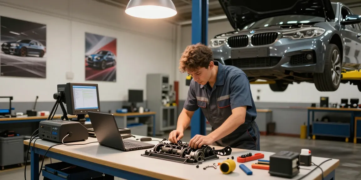 BMW Steuerkette wechseln in professioneller Werkstatt mit Mechaniker bei der Arbeit.