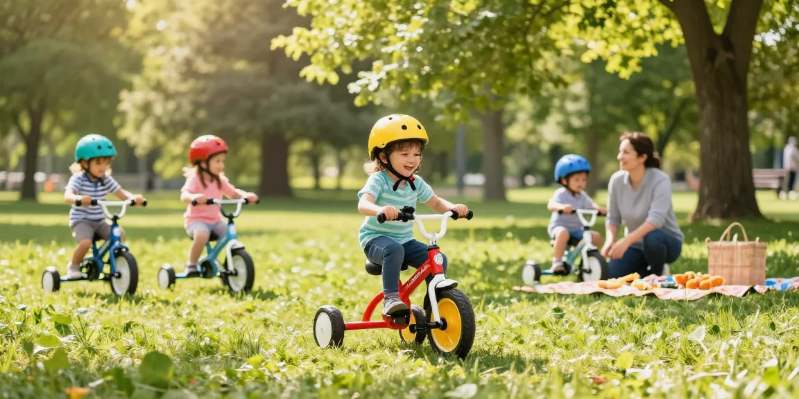 Child riding one of the best kids tricycles in a sunny park, enjoying outdoor fun.