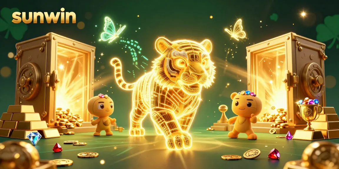 Experience the excitement of sunwin with golden tiger navigating through a dazzling casino atmosphere.