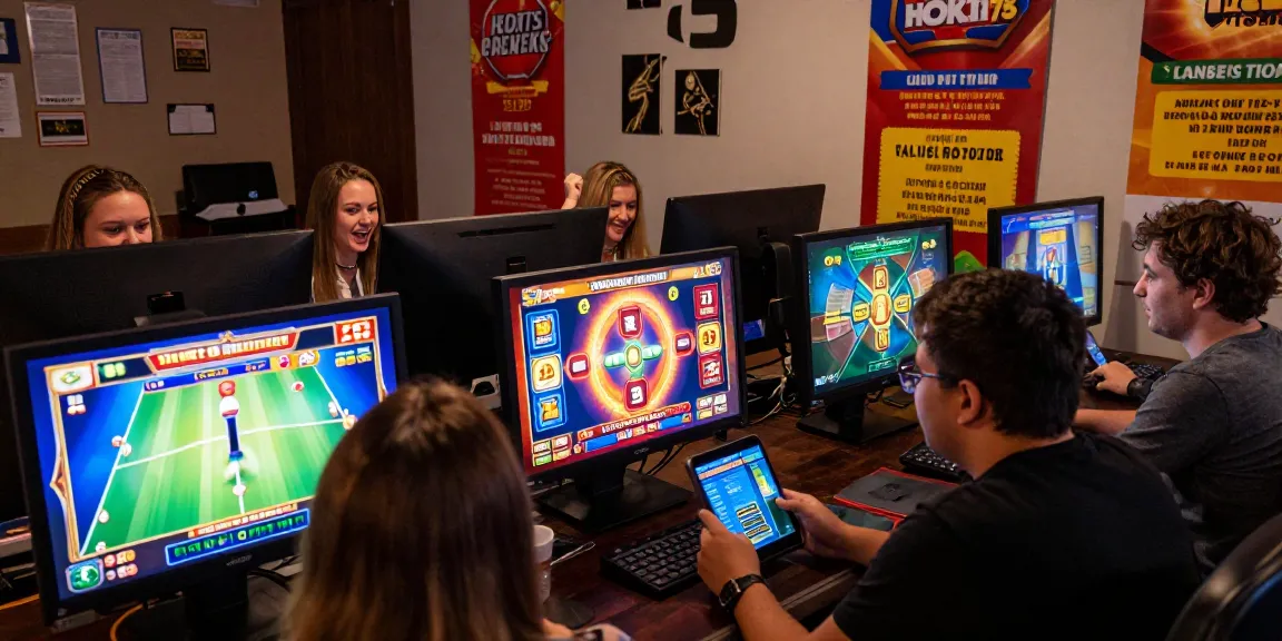 Players enjoying HOKI178's online slot games in an exciting virtual casino environment, showcasing vibrant graphics and community.