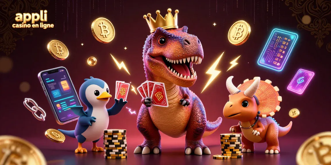 Appli casino en ligne : un T-Rex ludique et ses amis s'affrontent dans un tournoi de cartes crypto