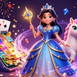 Nohu features an enchanting scene with a royal blue gown and magical gaming elements celebrating casino excitement.