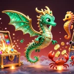 Experience thrilling slot gameplay with slot depo 5k as a cartoon sea dragon guards treasures.