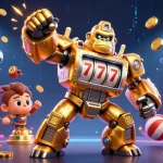 tr88 golden gorilla mech conquering the games with high-energy action and vibrant casino elements