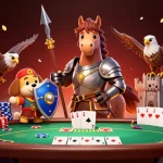 Experience thrilling gameplay at Vin88 with a captivating poker scene featuring knights and gameplay elements.