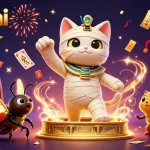 Dive into excitement with duitgini's captivating mummy cat and golden sarcophagus, filling your gaming experience.