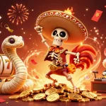 BB44 brings excitement to online gaming with colorful characters dancing amid golden coins in a vibrant casino scene.