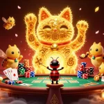 Experience the dynamic joy of BTY6137 with golden fireflies and poker elements in vibrant 3D style.