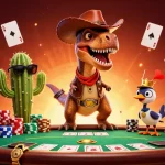 Experience the thrill of the online casino Australia with our vibrant 3D cowboy dinosaur scene.