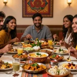 rokok88 dining experience with vibrant Indian curry and Nepali momo shared among friends