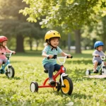 Child riding one of the best kids tricycles in a sunny park, enjoying outdoor fun.